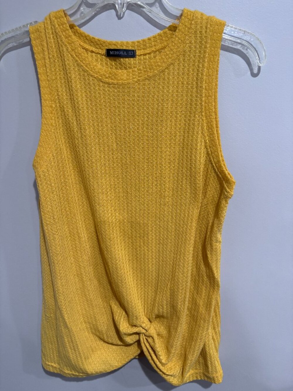 Miholl waffle knit sleeveless tank top Mustard color SZ: L